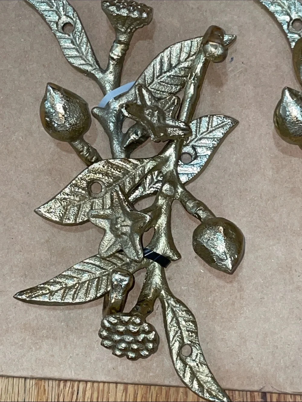 Gold Botanical Wall Hooks for Jewelry and Accessories - Set of 4